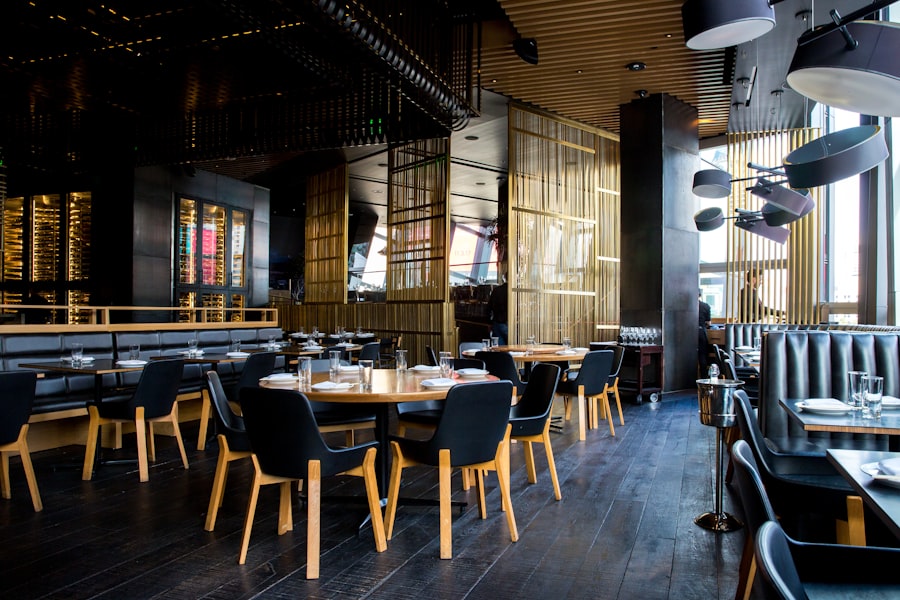 Restaurant interior with warm evening light
